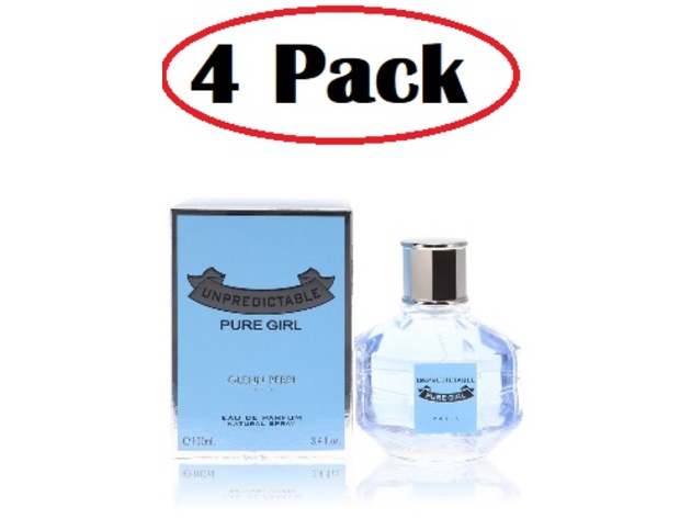 4 Pack of Unpredictable Pure Girl by Glenn Perri Eau De Parfum Spray 3.4 oz