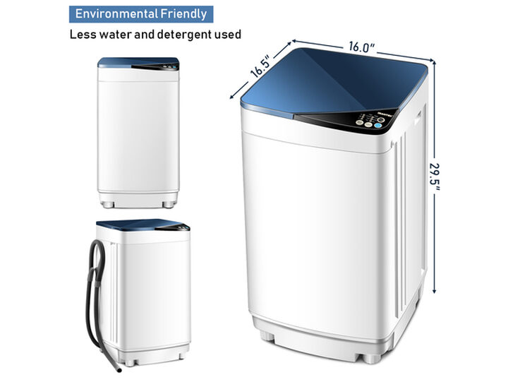 Full-Automatic Washing Machine 7.7 lbs. Washer, Spinner Germicidal UV Light Blue, White