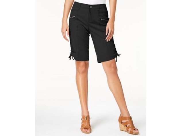 Style & Co Women's Zipper Bermuda Cargo Shorts Black Size 6