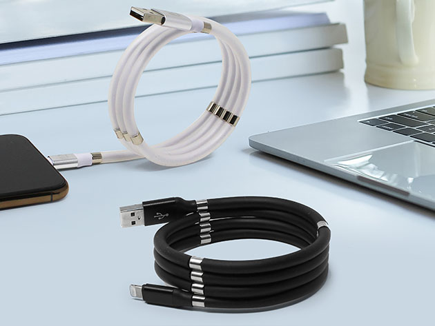 Aduro Fidget Magnetic Self-Winding Lightning Cable (6Ft/Black)