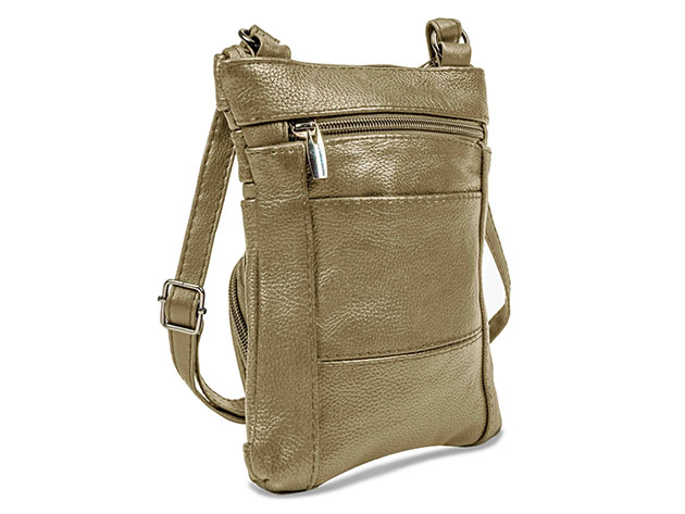Krediz Leather Crossbody Bag for Women (Regular/Pewter)