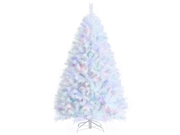 Costway 6ft White Iridescent Tinsel Artificial Christmas Tree w/ 792 Branch Tips - Green