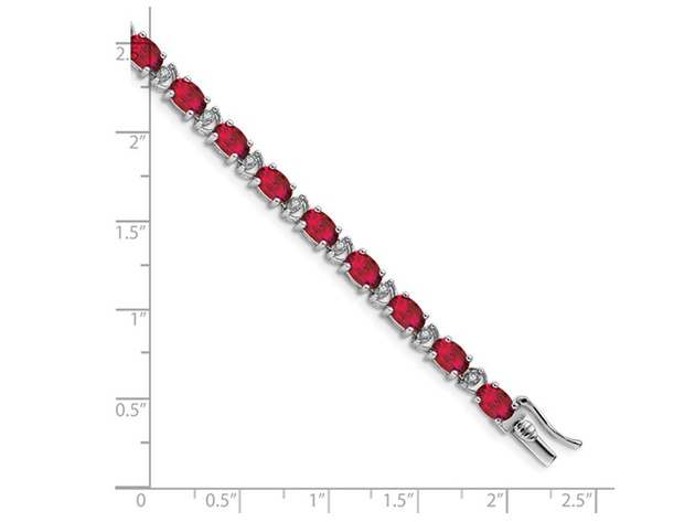 Lab Created Ruby Bracelet 10.80 Carat (ctw) in 14K White Gold