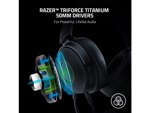 Razer Kraken V3 HyperSense Wired 7.1 Surround Sound Gaming Headset for PC with Chroma RGB Lighting (Refurbished)