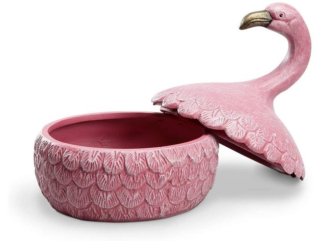 SPI Home Flamingo Decorative Jewelry Box Cast Aluminum, 6.5"H 5"W 5"D - Pink (Like New, Open Retail Box)