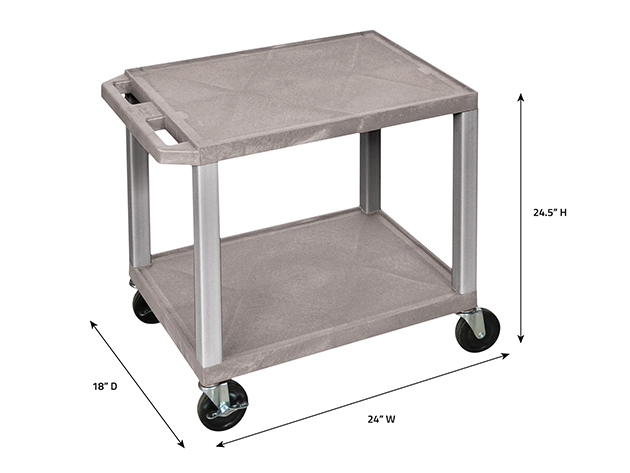 Offex 26" Multipurpose Audio/Video 2-Shelf Utility Cart (Grey/Nickel Legs)
