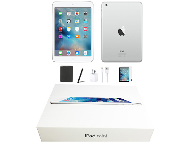 Apple iPad mini 4, 128GB - Silver (Refurbished: WiFi + 4G Unlocked) & Accessories Bundle