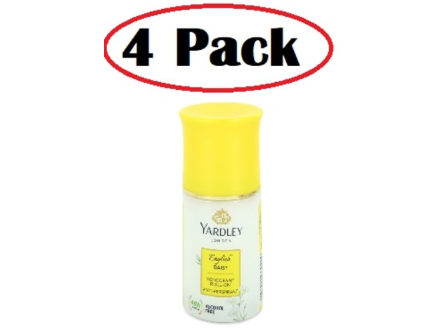 4 Pack of Yardley English Daisy by Yardley London Deodorant Roll-On Alcohol Free 1.7 oz