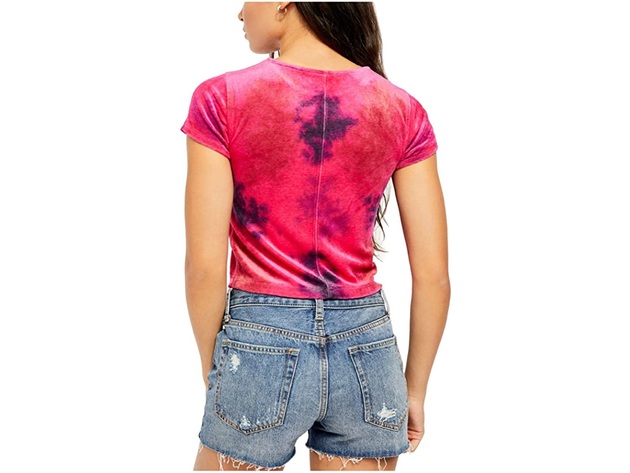 Free People Women's Bright Eyes Velvet T-Shirt Fuschia Size Extra Large