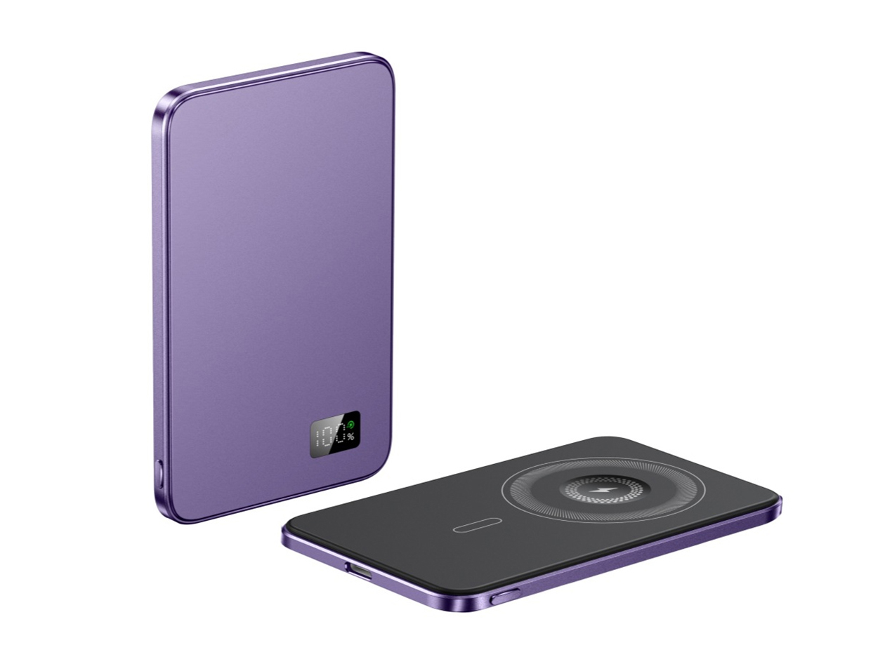 SpeedyMag 5000mAh Ultra Thin 3-in-1 Magnetic Wireless Charger (Purple)