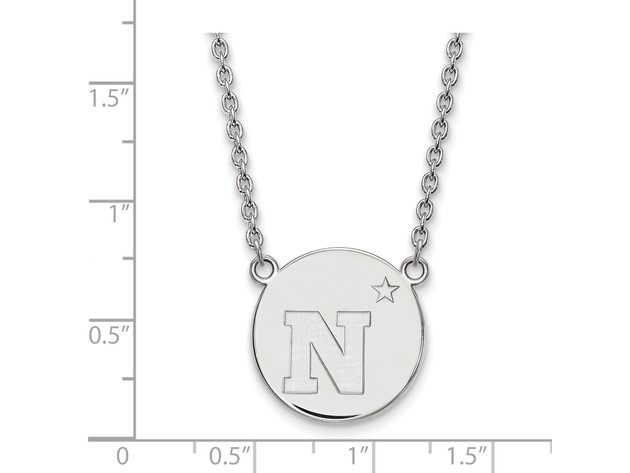 Sterling Silver Navy Large 'N' Star Disc Necklace