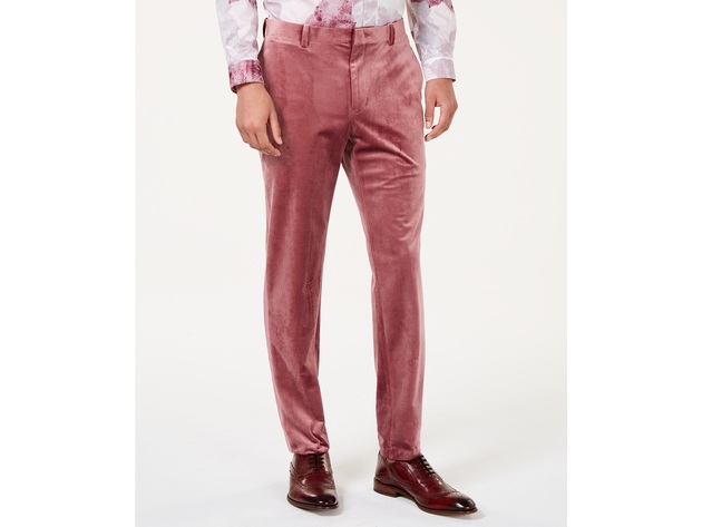INC International Concepts Men's Slim-Fit Velvet Pants Red Size 32X30