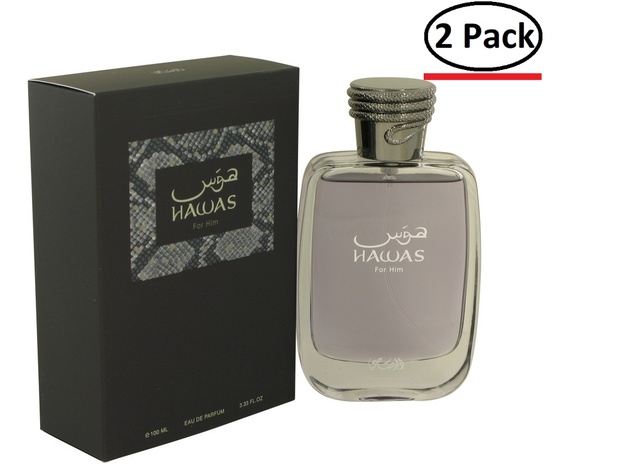 Hawas by Rasasi Eau De Parfum Spray 3.33 oz for Men (Package of 2)