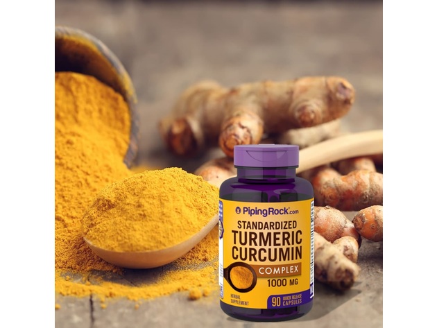 Piping Rock Standardized Turmeric Curcumin Complex 1000 mg 90 Quick Release Capsules Herbal Supplement