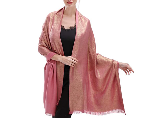 Shimmered Shawl: Two-Toned Elegance (Pink Champagne)
