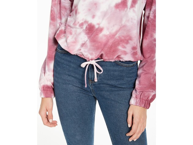 Hooked Up By IOT Juniors' Tie Dye Sweatshirt Pink Size Large