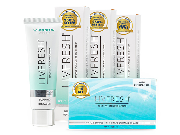 LIVFRESH Toothpaste & Whitening Strips Bundle (Premium)