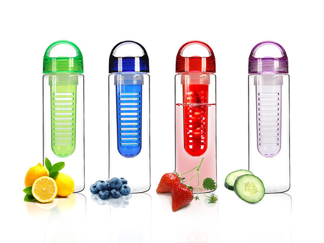 Tritan Infusion Water Bottle: Set of 4 (Blue, Purple, Green & Red)