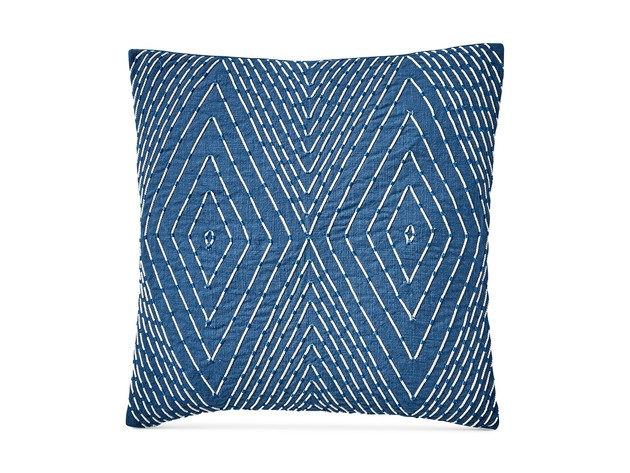 Lucky Brand Soutash Decorative Pillow, Featuring a Beautiful Blue Ground and White Stitching, 20 Inch, Blue