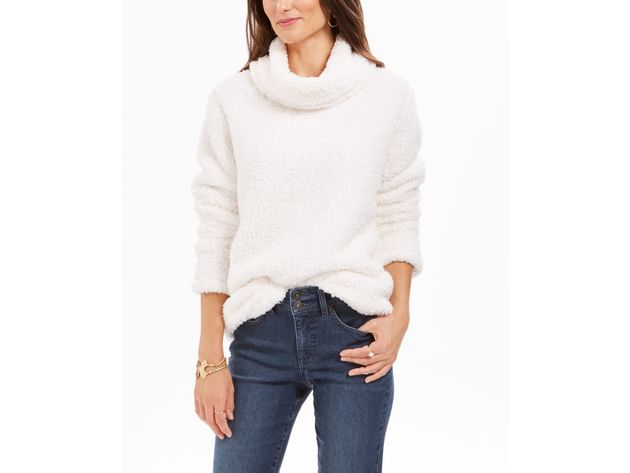 Style & Co Women's Sherpa Cowl-Neck Sweater White Size  Large