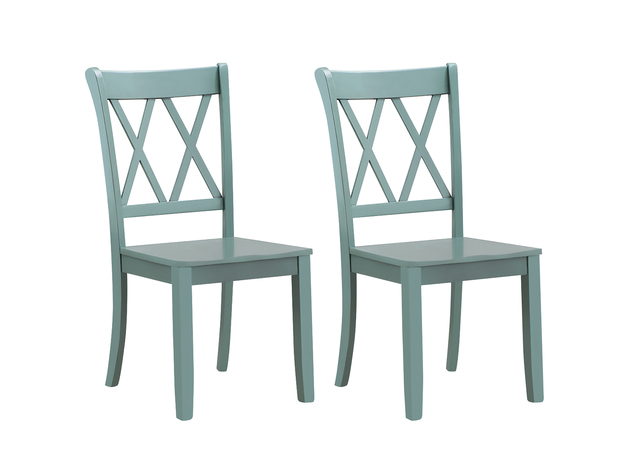 Costway Set of 2 Wood Dining Chair Cross Back Dining Room Side Chair Home Kitchen - Mint Green