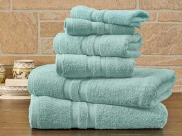 6-Piece Bibb Home 100% Egyptian Cotton Towel Set (Aqua)