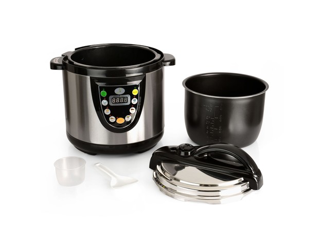 Berghoff 6.3 Quart Stainless Steel Non-Stick Electric Pressure Cooker with Warming Settings, Black/Silver (Refurbished)