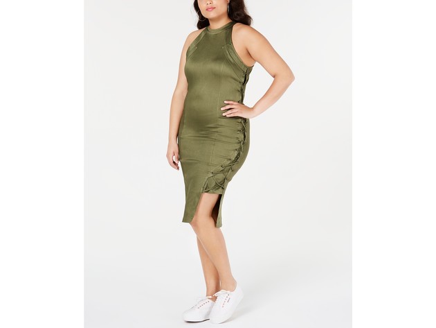 Lala Anthony Women's Trendy Plus Size Lace-Up Bodycon Dress Green Size  X-Large | StackSocial