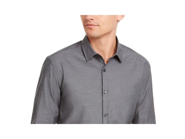 Alfani Men's Classic-Fit Solid Shirt Gray Size Medium