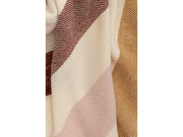 Madewell Frayed Trim Bold Stripe Blanket Square Scarf, One Size, Bright Berry Natural