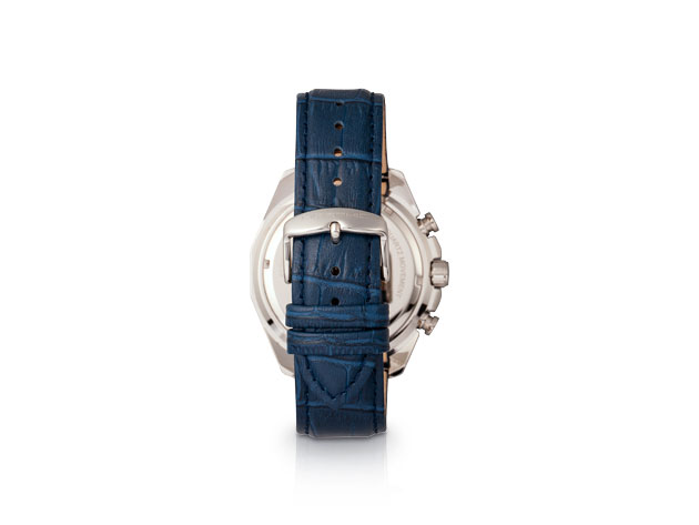 Morphic M66 Series Skeleton Dial Leather-Band Watch (Blue/Silver)