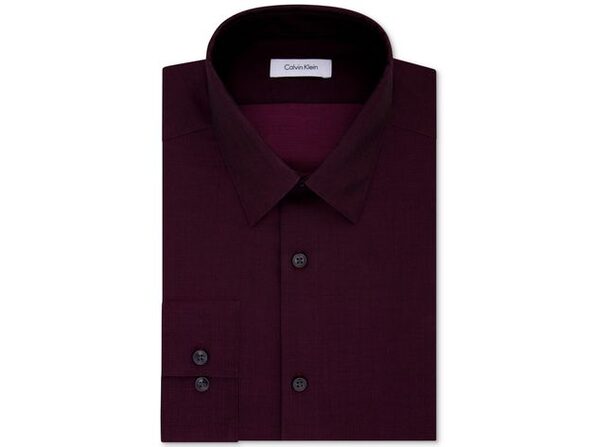 calvin klein burgundy dress shirt Men's Slim Fit Non Iron Performance Herringbone Point Collar Red Size 17-34-35 brown formal boots Size:58R Saint Plunge Maxi Dress Style fit