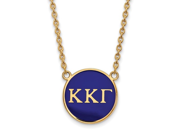 14K Plated Silver Kappa Kappa Gamma Large Enamel Necklace