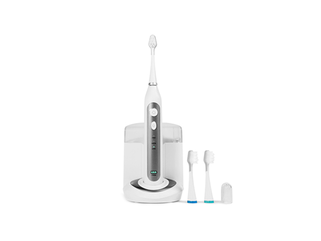 Platinum Sonic Toothbrush & UV Sanitizing Charging Base With 2 Bonus Brush Heads (Charcoal)