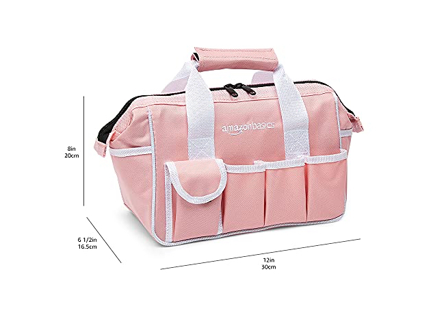 Amazon Basics 82-Piece Tool Set with Tool Bag Pink