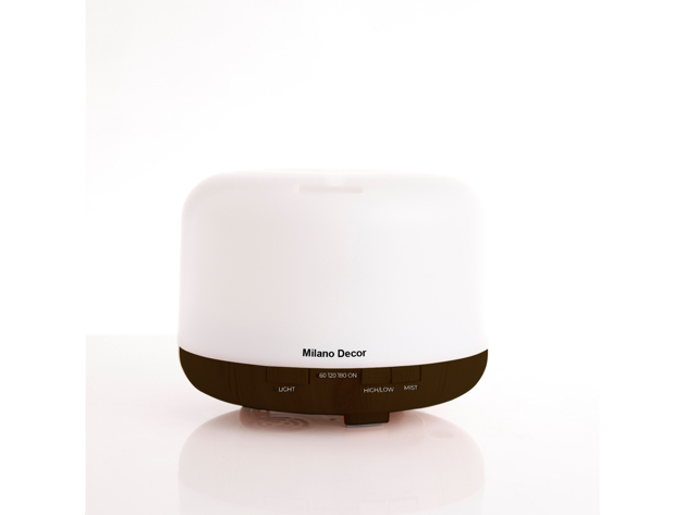 Milano Decor Mood Light Diffuser 500ml Ultrasonic Humidifier With 3 Pack Oils - Dark Wood