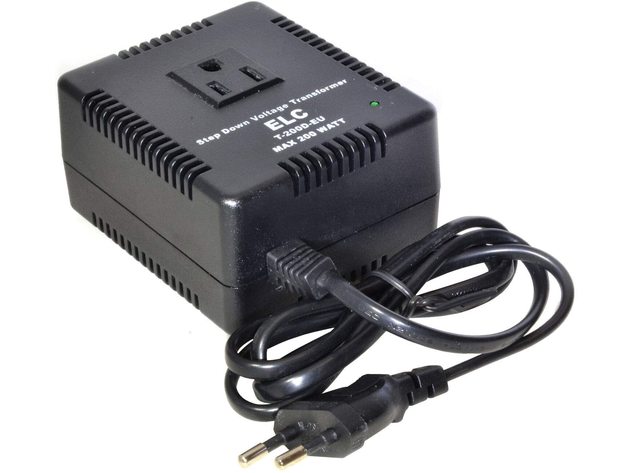ELC 200 Watt Voltage Converter Transformer Heavy Duty Compact - Step Down - 220/240 to 110/120 Volt - Light Weight - Travel - for Hair Straightener, TVs, Laptops, Chargers [3-Years Warranty]