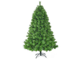 Costway 7 ft Hinged Artificial Christmas Tree Holiday Decoration w/ Foldable Metal Stand - Green