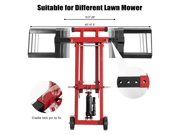 Costway Lawn Mower Lift Jack for Tractors & Zero Turn Riding Lawn Mowers 500lb Capacity - Black/Red