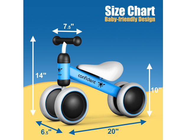 4 Wheels Kids Balance Bikes No Pedal Children Walker Toys 18-36 Months - Blue