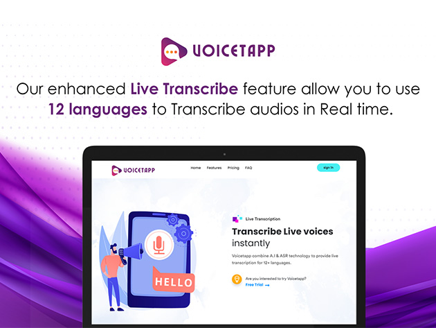 Voicetapp AI Speech to Text Transcription: Lifetime Subscription