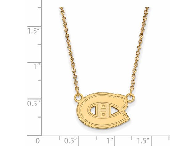 10k Yellow Gold NHL Montreal Canadiens Small Necklace, 18 Inch