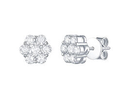 Essentials 1CT Lab-Grown Diamond Cluster Earrings in 10K White Gold