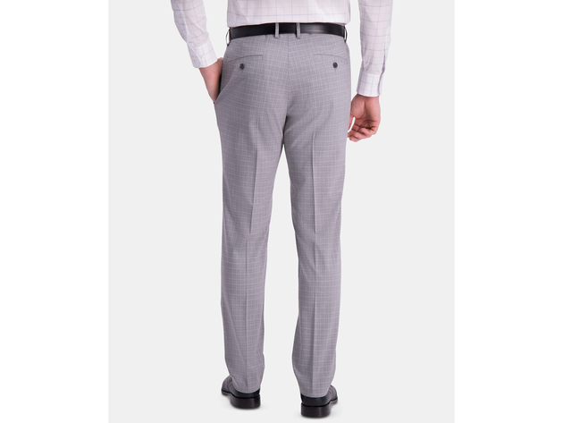 Kenneth Cole Reaction Men's Slim-Fit Performance Stretch Mini-Plaid Dress Pants Sliver Size 36X32
