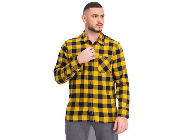 Levi's Men's Buffalo Plaid Flannel Shirt Yellow Size Large