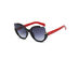 Lauryn Half-Frame Round Cat Eye Sunglasses (Red)