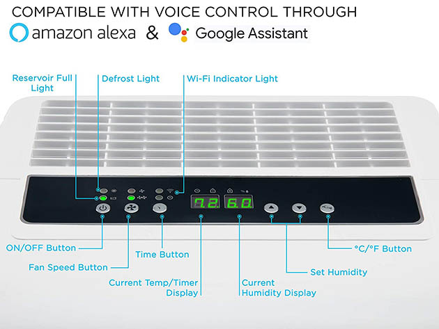 Ivation 4,500sqf Smart Wi-Fi Energy Star Dehumidifier with App