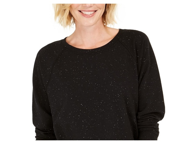 Style & Co Women's Speckled Sweatshirt Black Size Medium