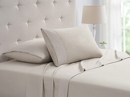 4-Piece Bamboo Blend Waffle Hem Sheet Set