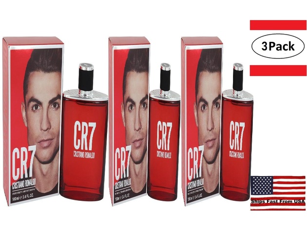 3 Pack Cristiano Ronaldo CR7 by Cristiano Ronaldo Eau De Toilette Spray 3.4 oz for Men